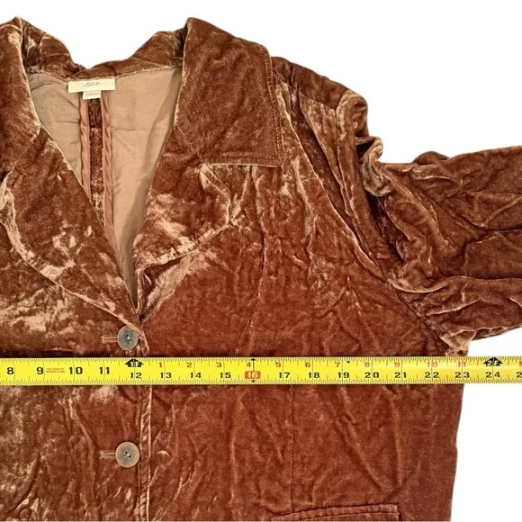 J. Jill Brown Crushed Velvet Blazer Jacket Size XL - Picture 4 of 8
